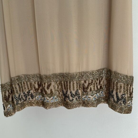 Alice & Olivia Silk Cream Natural Beaded Sheath Dress Knee Length NWT Size 10 - Picture 5 of 9